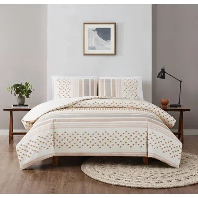 Brooklyn Loom Microfiber 3 Piece Duvet Cover Set In Beige