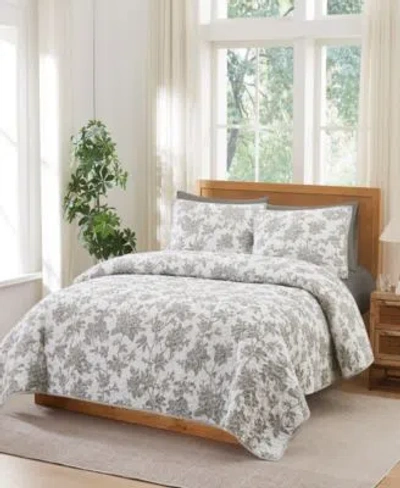 Brooklyn Loom Mila Floral 3 Piece Quilt Sets In Blue