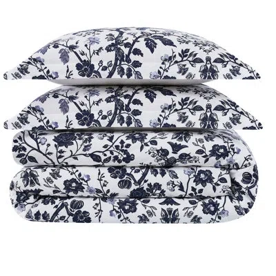 Brooklyn Loom Mila Floral Comforter Set In Blue;white