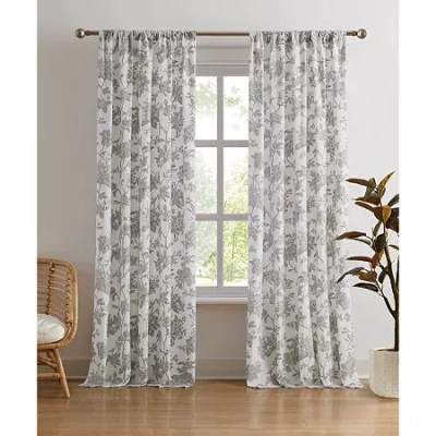 Brooklyn Loom Mila Floral Rod Pocket Light-filtering Set Of 2 Curtain Panel In Multi