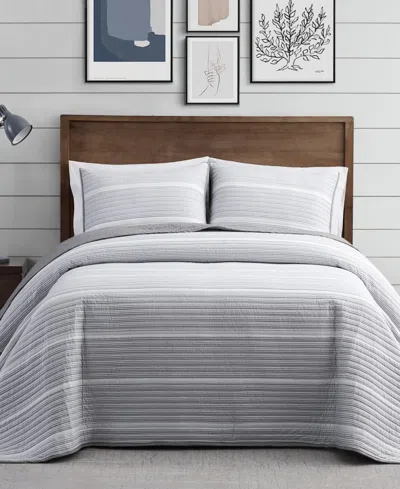 Brooklyn Loom Niari Yarn Dye Stripe 2 Piece Quilt Set, Twin In Gray