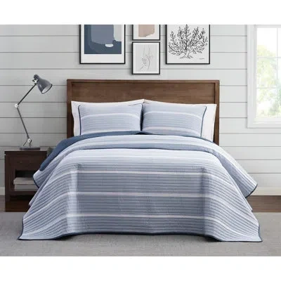 Brooklyn Loom Niari Yarn Dye Stripe Quilt Set In Blue
