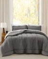 Brooklyn Loom Oversized Cotton Percale 3pc Comforter Set In Gray