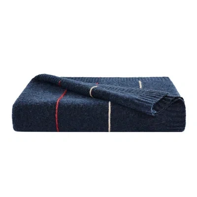 Brooklyn Loom Oxford Knit Stripe Oversized Throw Blanket In Blue