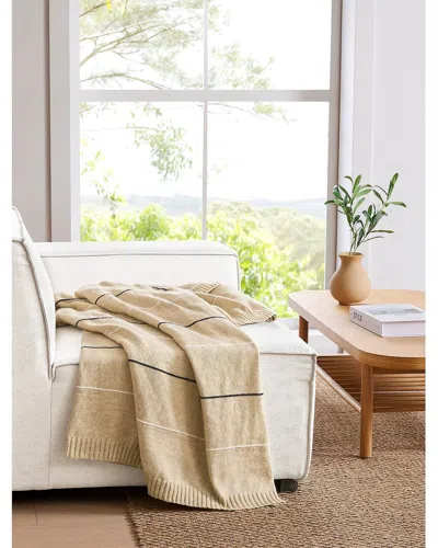 Brooklyn Loom Oxford Knit Stripe Throw In Brown