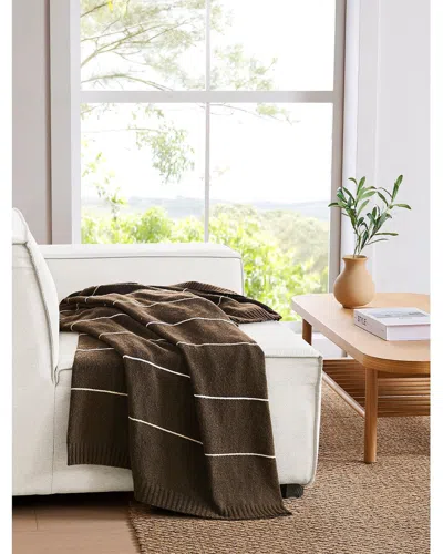 Brooklyn Loom Oxford Knit Stripe Throw In Brown