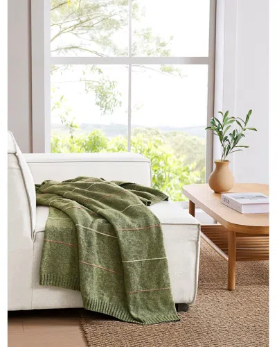Brooklyn Loom Oxford Knit Stripe Throw In Green
