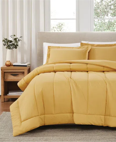 Brooklyn Loom Solid Cotton Percale 2-pc. Comforter Set, Twin/twin Xl In Mustard Yellow