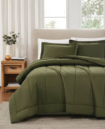 Brooklyn Loom Solid Cotton Percale 2-pc. Comforter Set, Twin/twin Xl In Olive Green