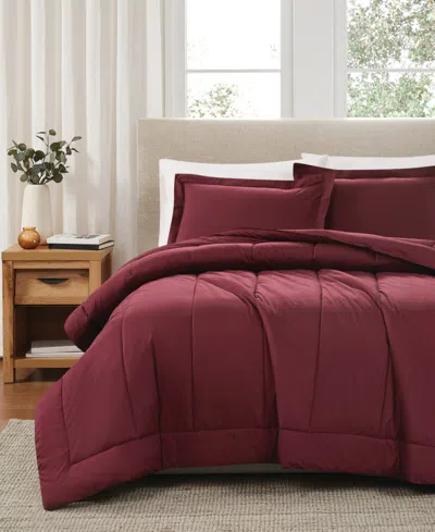Brooklyn Loom Solid Cotton Percale 2-pc. Comforter Set, Twin/twin Xl In Burgundy