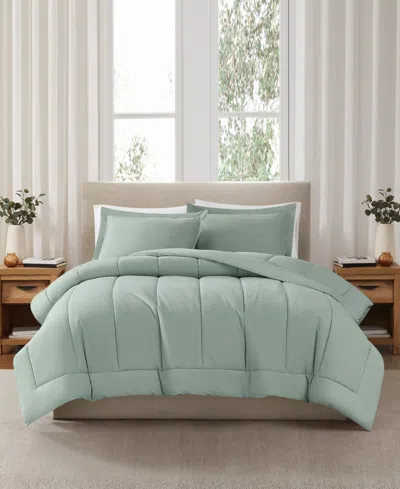Brooklyn Loom Solid Cotton Percale 3-pc. Comforter Set, Full/queen In Green