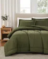 Brooklyn Loom Solid Cotton Percale 3-pc. Comforter Set, Full/queen In Olive Green