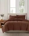 Brooklyn Loom Solid Cotton Percale 3-pc. Comforter Set, King In Brown