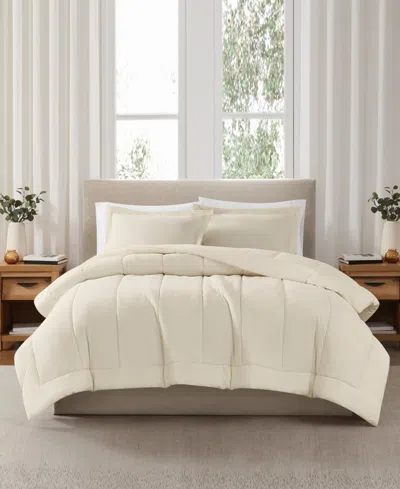 Brooklyn Loom Solid Cotton Percale 3-pc. Comforter Set, King In Neutral