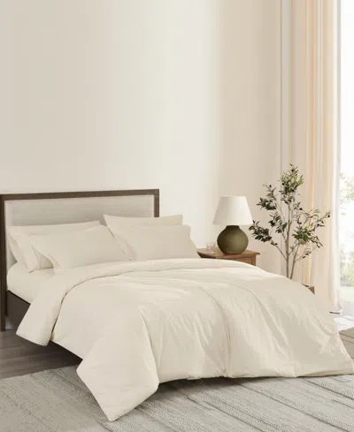 Brooklyn Loom Solid Cotton Percale 3-pc. Duvet Cover Set, Full/queen In Neutral