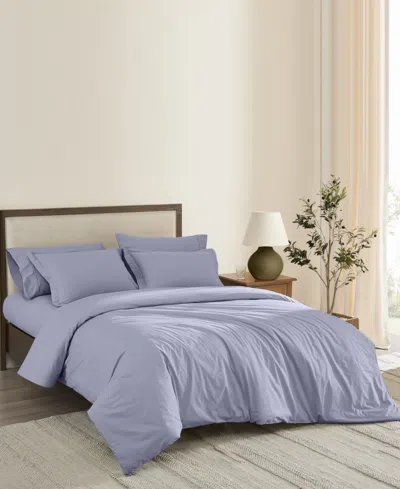 Brooklyn Loom Solid Cotton Percale 3-pc. Duvet Cover Set, Full/queen In Purple