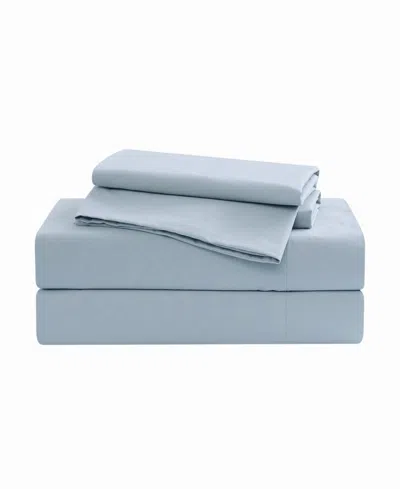 Brooklyn Loom Solid Cotton Percale 3-pc. Sheet Set, Twin Xl In Blue