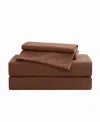 Brooklyn Loom Solid Cotton Percale 3-pc. Sheet Set, Twin Xl In Brown