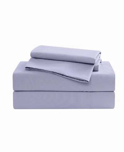 Brooklyn Loom Solid Cotton Percale 3-pc. Sheet Set, Twin Xl In Purple