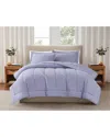 Brooklyn Loom Solid Cotton Percale Comforter Set In Purple