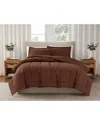 Brooklyn Loom Solid Cotton Percale Comforter Set In Brown