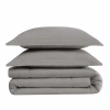 Brooklyn Loom Solid Cotton Percale Comforter Set In Gray