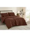 Brooklyn Loom Solid Cotton Percale Duvet Set In Brown