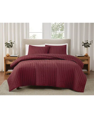 Brooklyn Loom Solid Cotton Percale Quilt Set In Burgundy