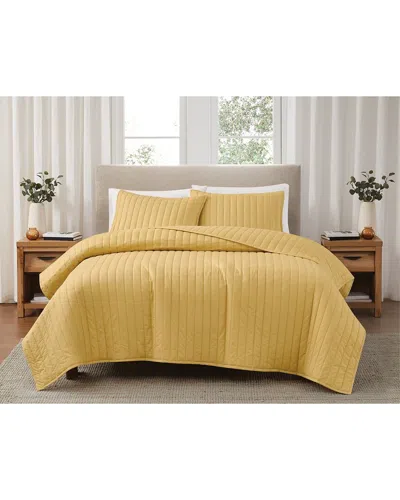 Brooklyn Loom Solid Cotton Percale Quilt Set In Yellow