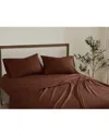 Brooklyn Loom Solid Cotton Percale Sheet Set In Brown