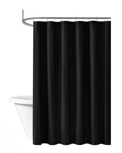 Brooklyn Loom Solid Cotton Percale Shower Curtain In Black