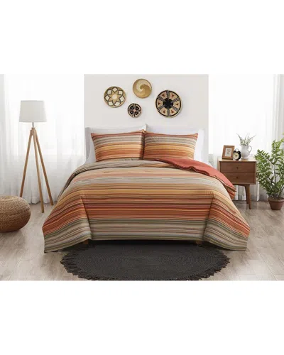 Brooklyn Loom Sunset Stripe Yarn Dye Comforter Set In Brown