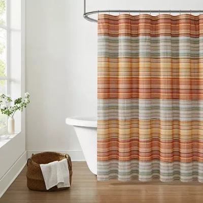 Brooklyn Loom Sunset Yarn Dye Stripe Shower Curtain In Multi