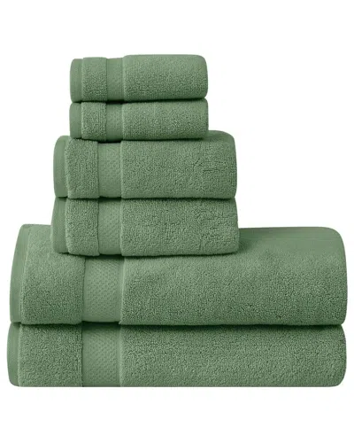 Brooklyn Loom Super Soft 6 Piece Bath Sheet Set- G In Green