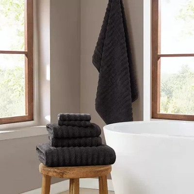 Brooklyn Loom Textured Zero Twist 6-pc. Bath Towel Set In Black