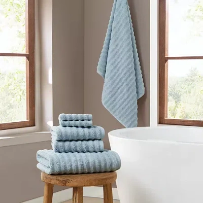 Brooklyn Loom Textured Zero Twist 6-pc. Bath Towel Set In Blue