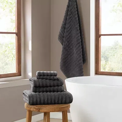 Brooklyn Loom Textured Zero Twist 6-pc. Bath Towel Set In Black