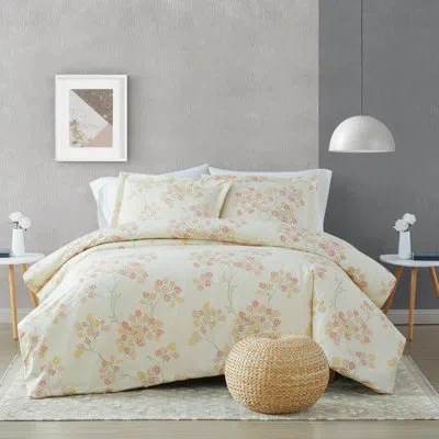 Brooklyn Loom Vivian Duvet Cover Set In Off White,pink