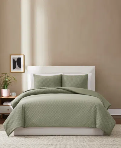 Brooklyn Loom Woven Texture 3-pc. Duvet Cover Set, Full/queen In Green