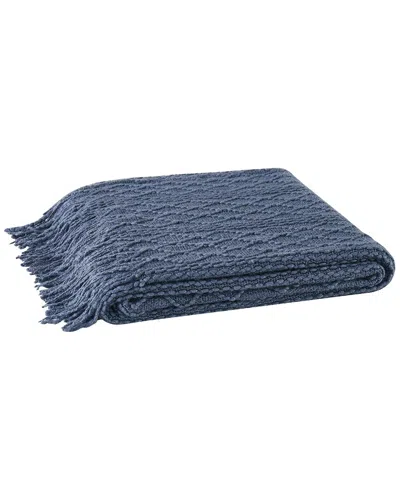 Brooklyn Loom Woven Texture Solid Dark Blue Throw
