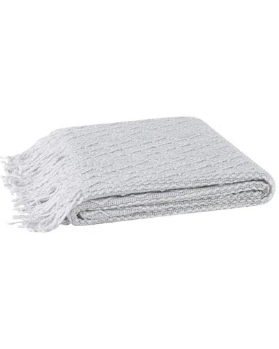 Brooklyn Loom Woven Texture Solid Light Blue Throw In Grey