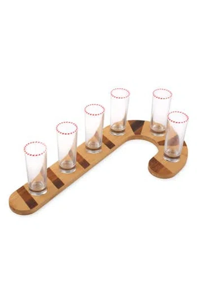 Brooklyn Steel Co. 7-piece Candy Cane Shot Glass Board Set In Brown