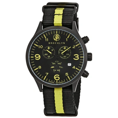 Brooklyn Watch Co. Bedford Brownstone Chronograph Black Dial Men's Watch 309-i-01ya-nsyw In Two Tone  / Black / Brown / Yellow