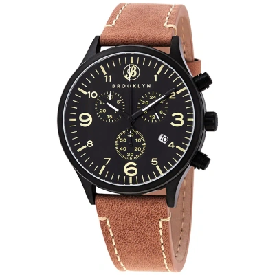 Brooklyn Watch Co. Bedford Brownstone Ii Quartz Black Dial Men's Watch In Black / Brown / Tan