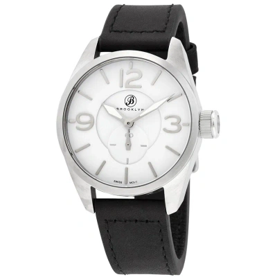 Brooklyn Watch Co. Lafayette White Dial Black Leather Swiss Quartz Men's Watch Cla-d In Black / White
