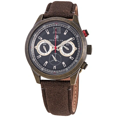 Brooklyn Watch Co. Stuyvesant Quartz Black Dial Men's Watch Bw-8128-cq-014-brw In Black / Bronze / Brown