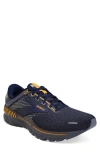 Brooks Adrenaline Gts 22 Running Shoe In Peacoat/grey/sunflower