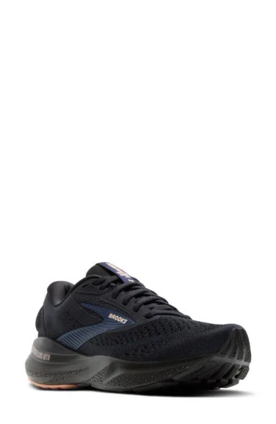 Brooks Adrenaline Gts 24 Running Shoe In Black/peacoat/peach