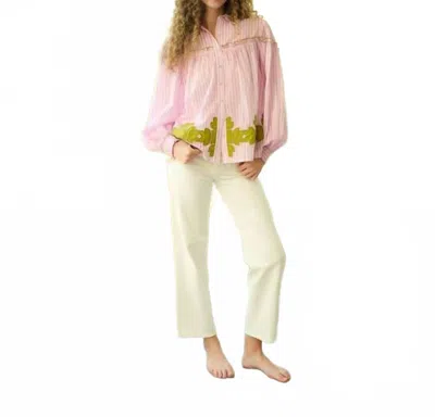 Brooks Avenue Western Long Sleeve Blouse In Embroidered Wildflower Pink In Neutral