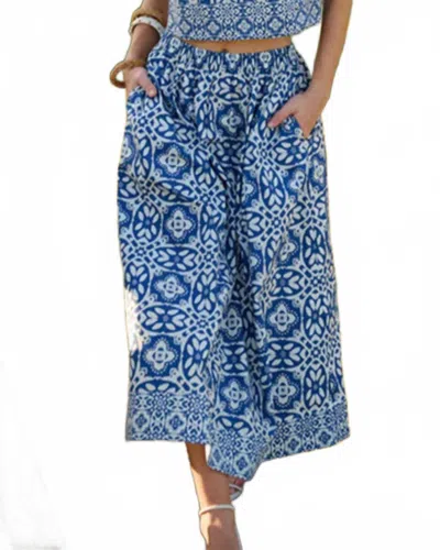 Brooks Avenue Madelyn Midi Skirt In Rosetta Tile Navy In Blue